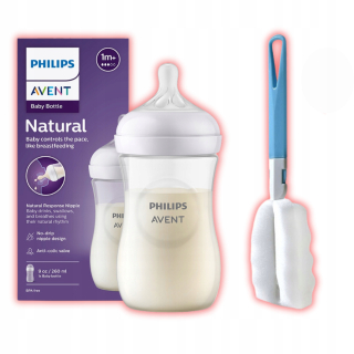 AVENT Fľaša Natural Response SCY903/01 260 ml + kefka na čistenie fliaš Alogy 1 ks.
